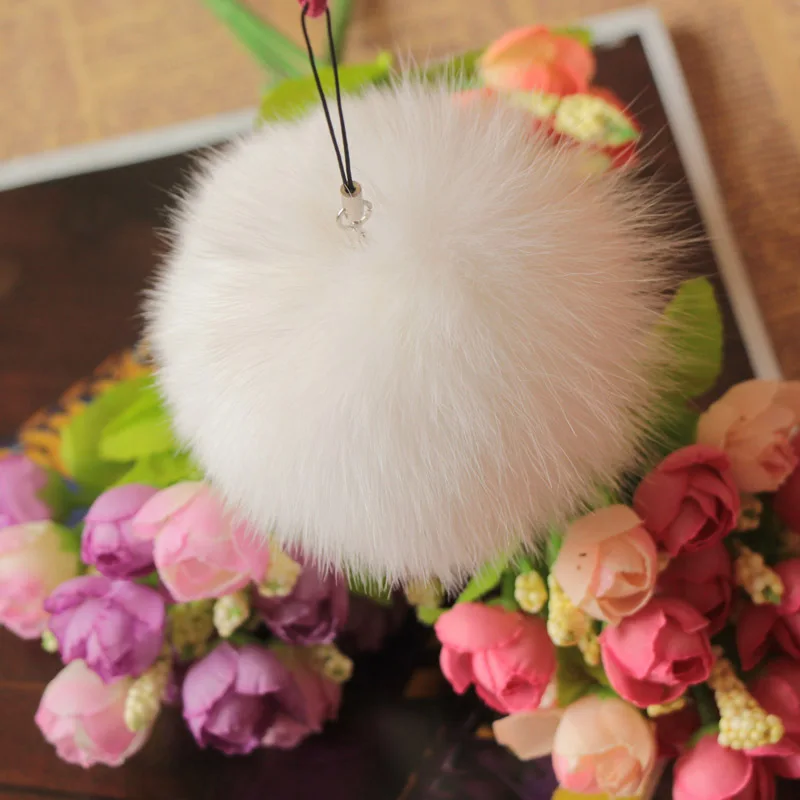 10 см натуральный мех лисы мяч пушистый пум DIY зимняя шапка Skullies шапка вязаная шапка помпоны DEF005-pink - Цвет: white