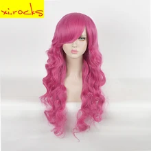 3213 длинные кудрявые розовые полные синтетические парики для женщин Косплей волосы Термостойкие 30 дюймов Хэллоуин Partys девушка волосы