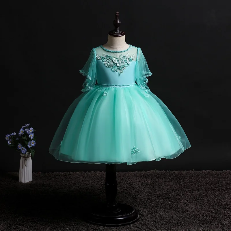 

Teenager party Girls Dress Baby Girls clothes Kids infant Handmade Butterfly beaded Wedding Dresses Princess Prom Costume