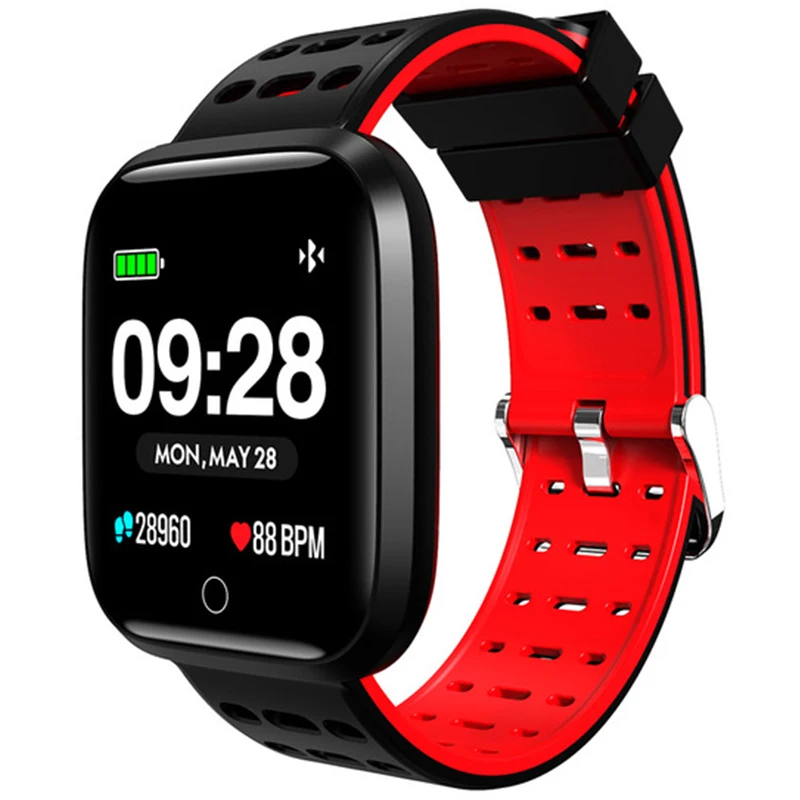 Red Профессиональные спортивные Смарт-часы IP67 Водонепроницаемый 2.5D полноцветный экран пульсометр кровяное давление фитнес-браслет для мужчин - Цвет: Red