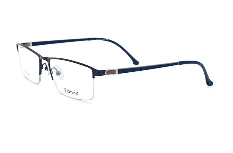 ELECCION обод из титанового сплава Половина очки Оптические оправа для очков для мужчин корректирующие очки при близорукости рамка - Цвет оправы: C1. Blue Frame