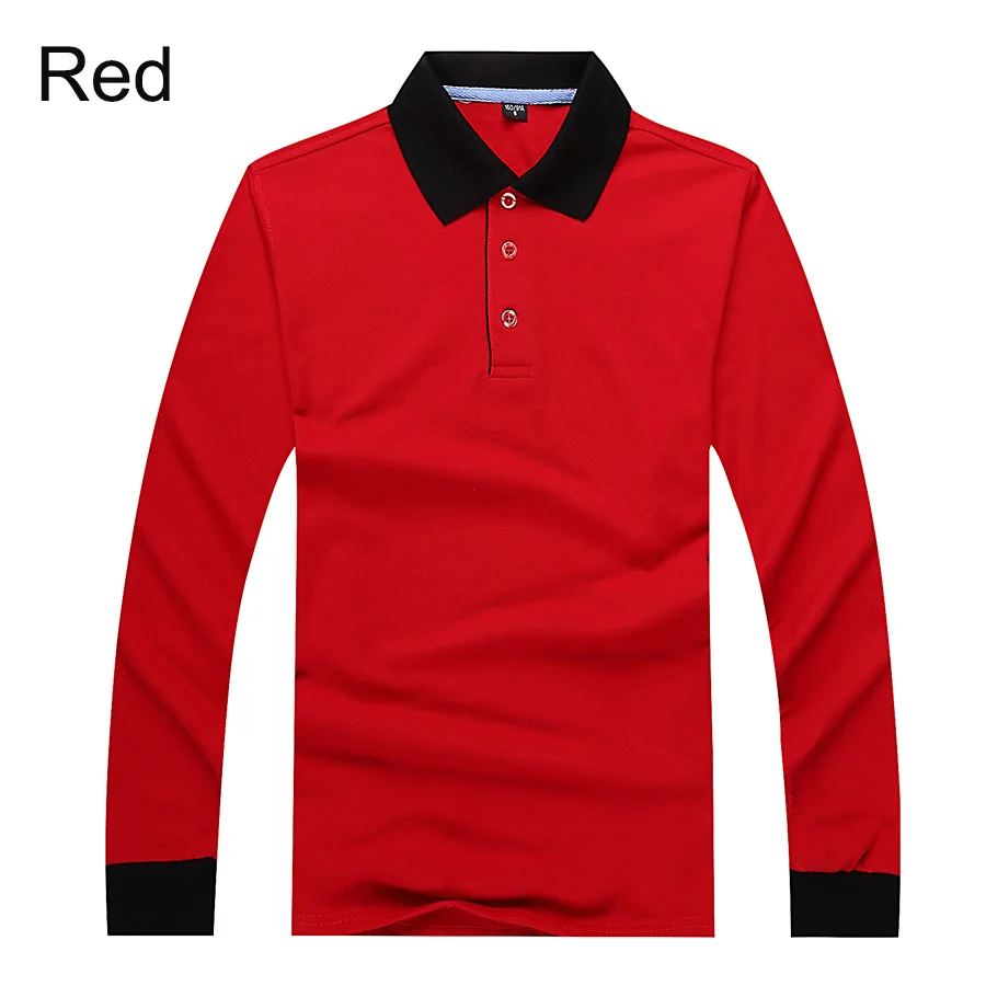 Высокое качество бренд Мужские поло S мужская печатных Мужские поло Рубашки для мальчиков хлопка с длинным рукавом Camisas Мужские поло Повседневное стенд воротник мужской Мужские Поло рубашка 4xl - Цвет: Red