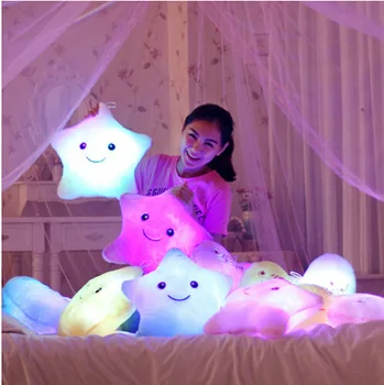 Luminous Juguetes Star Glowing Pillow Shone Toys For Children Led Light Plush Cushion Star Pillow Kids Toys For Girls