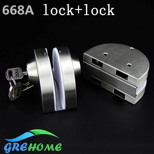 

304 stainless steel Central Glass Door Lock Entry Gate 10-12mm Glass Swing Push Sliding Door Lock for home with Keys