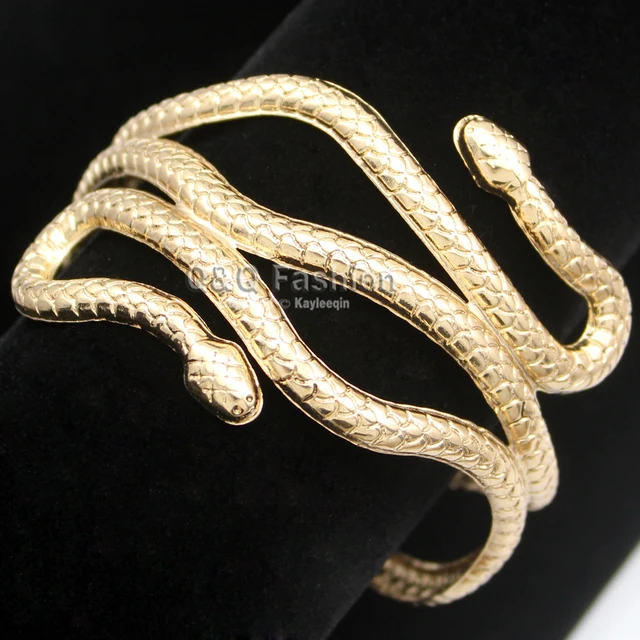 Gold Silver Egypt Cleopatra Swirl Snake Arm Cuff Armlet Armband Big