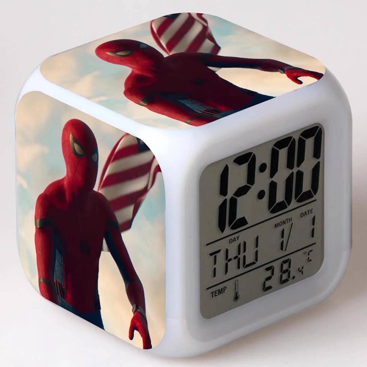 Детский будильник с изображением Человека-паука, светодиодный цифровой будильник, светодиодный светильник с изображением Человека-паука - Цвет: 24