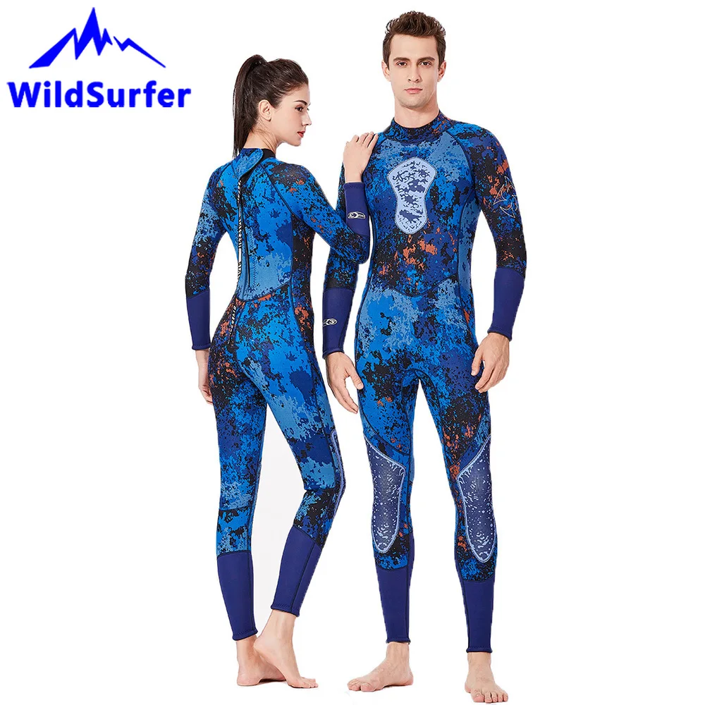 WildSurfer 3 мм SCR неопрена Гидрокостюмы мокрого типа Для женщин Цельный погружения скины подводной охоты камуфляж парные Гидрокостюмы Для мужчин плавание, Дайвинг костюм W128