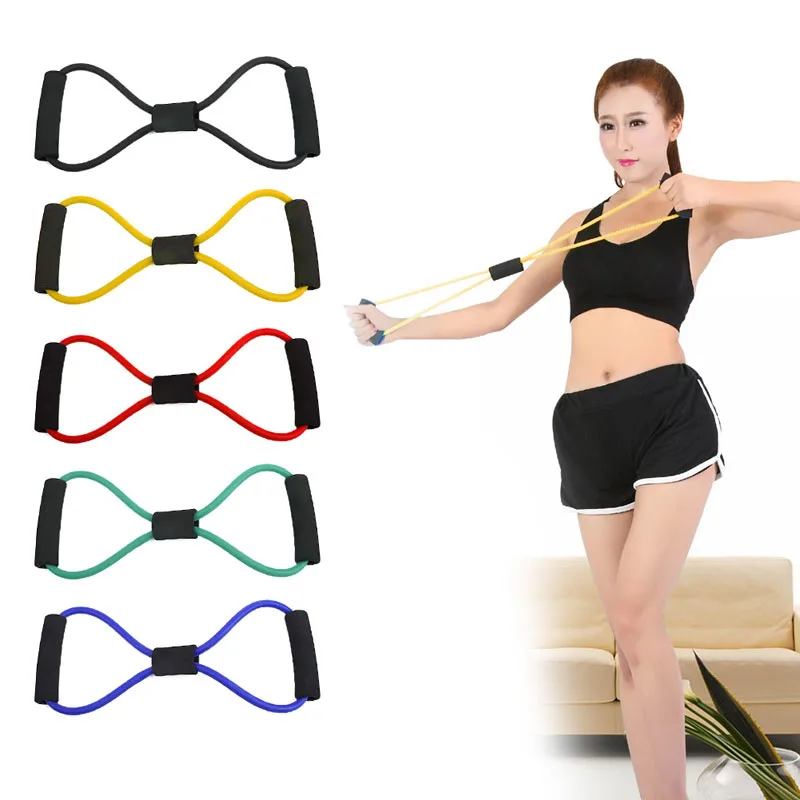 Resistance Training Bands Stretch Rope Tube Workout Exercise for Yoga 8