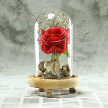 Романтический цветок бесмерного микро пейзаж Роза моделирование стекло тени Led Llight Роза в колбе подарок на день Святого Валентина домашний декор