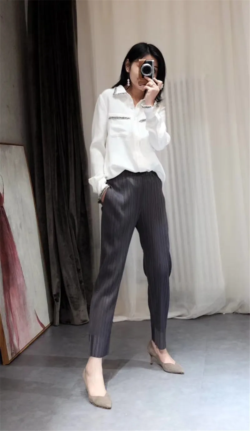 Miyake плиссированные брюки женские весенние и летние тонкие свободные тонкие универсальные узкие брюки прямые женские
