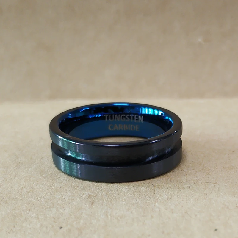 7 мм Пустые вольфрамовые кольца для инкрустации черного и синего цвета мужчин