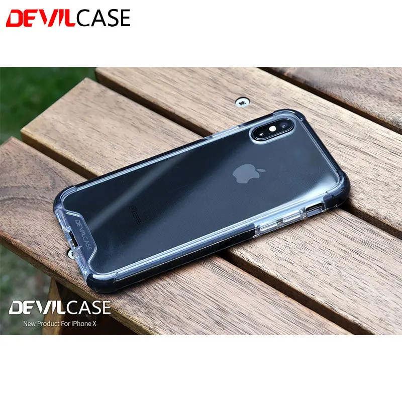 

DEVILCASE for iPhone X XS Tri-material Anti-Knock Shockproof Transparent Case TPU+TPE+PC Cover Phone Skin For IPX XS 10