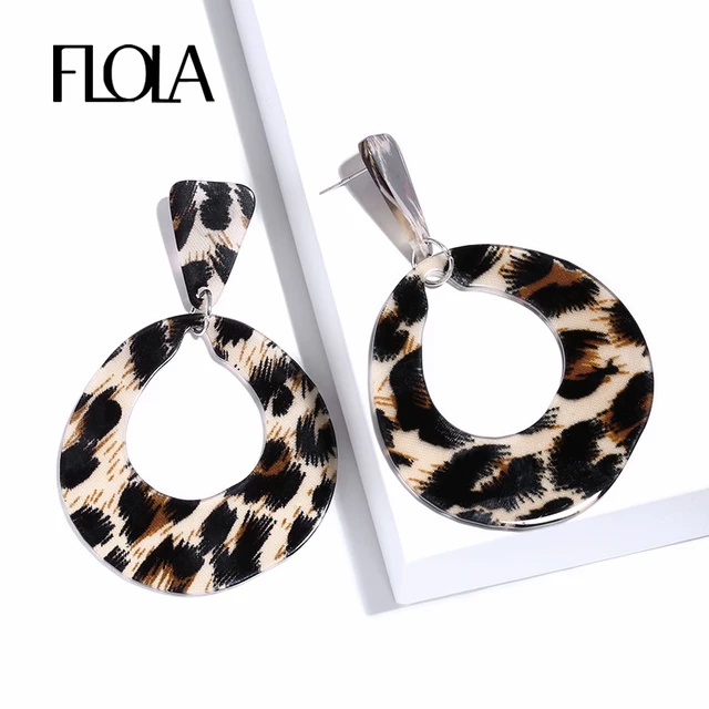 Flola 2018 Punk Leopard Hoop Earrings For Geometric Acrylic Flola 2018 Punk Leopard Hoop Earrings For Geometric Acrylic Animal Print Oorbellen Za
