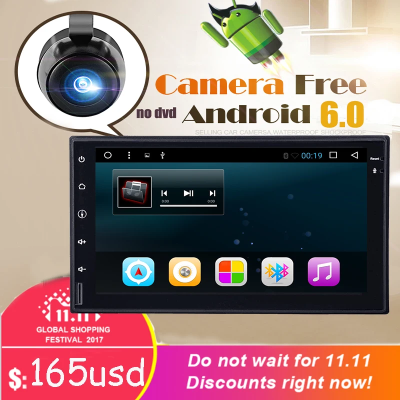 Discount Universal 2 Din Android 6.0 Car Dvd Player GPS+wifi+bluetooth+radio+quad Core+ddr3+Capacitive Touch Screen+car Pc+stereo 0