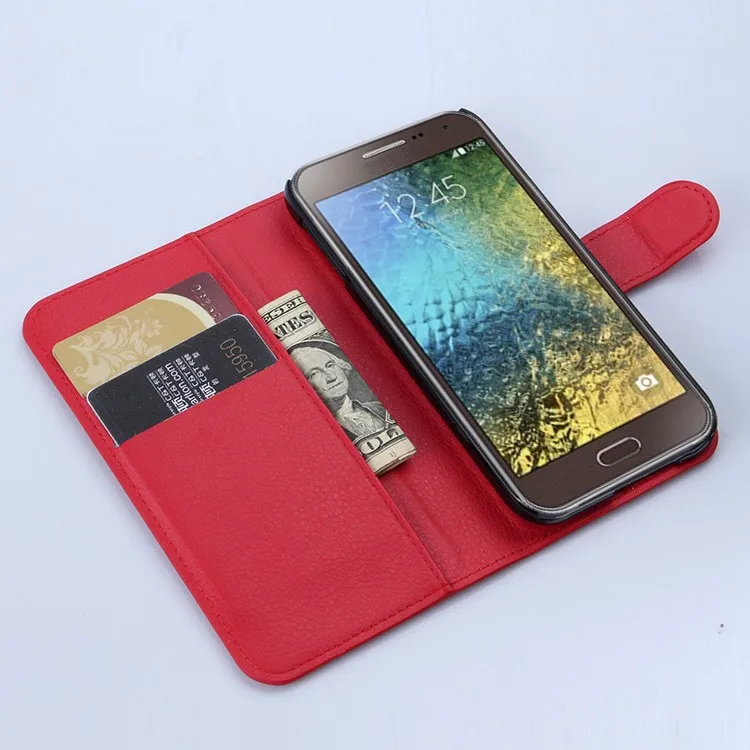 Luxury Wallet PU Leather Flip Cover Phone Case For Samsung Galaxy E5 E500 SM-E500FDS Cell Phone Cover With Card Holder Stand (7)