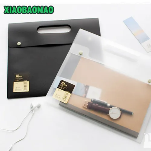 

Upscale! PP A4 Document bag simple transparent office bill / note / file folder / bag / pouch with Snap button Cell phone pocket