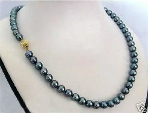 

FREE SHIPPING HOT sell new Style >>>>>genuine 9-10MM TAHITIAN NATURAL BLACK PEARL NECKLACE 17inch