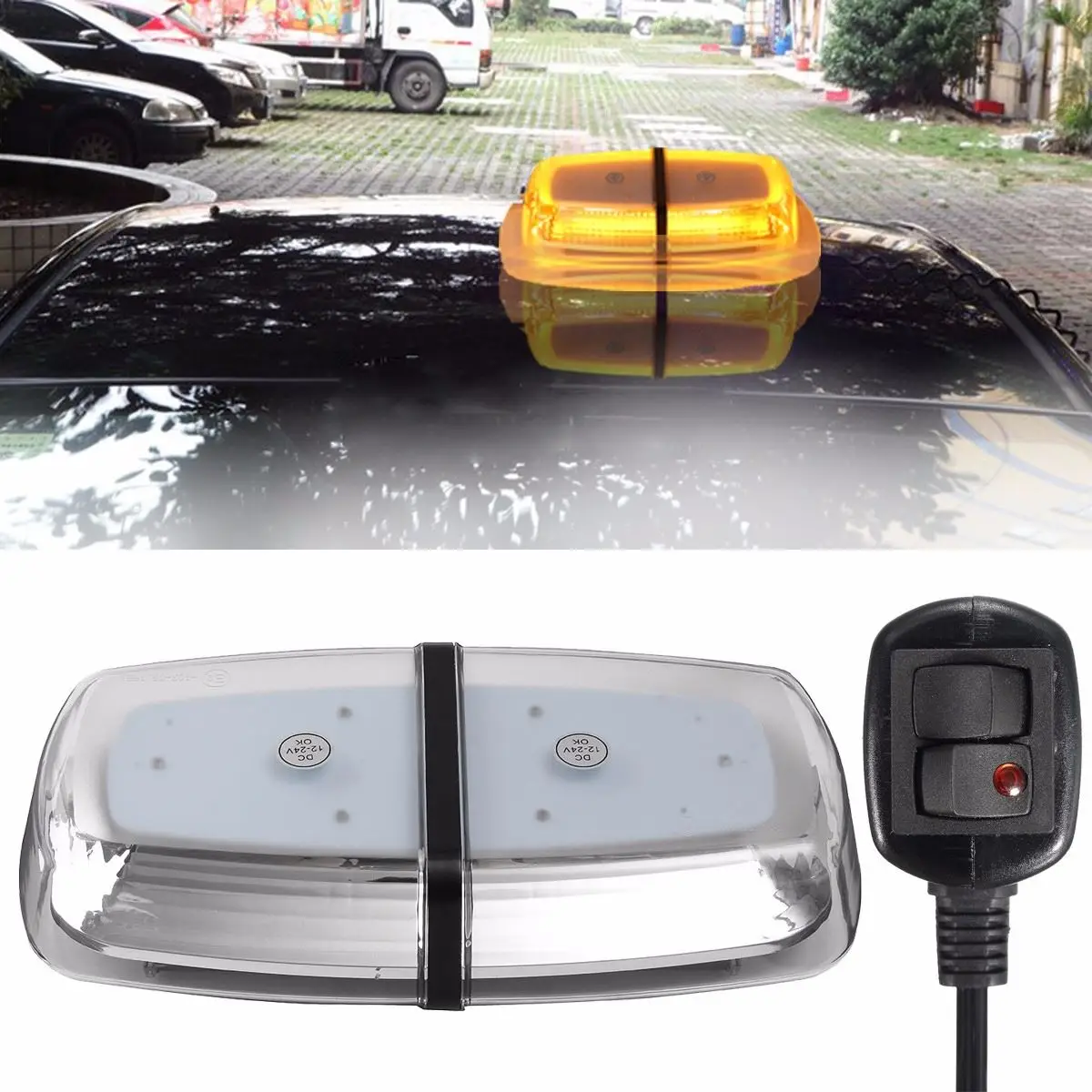 

72LEDs Yellow 72W Car Roof Warning Light Dome Flashing Strobe Emergency Vehicle For Police Lights
