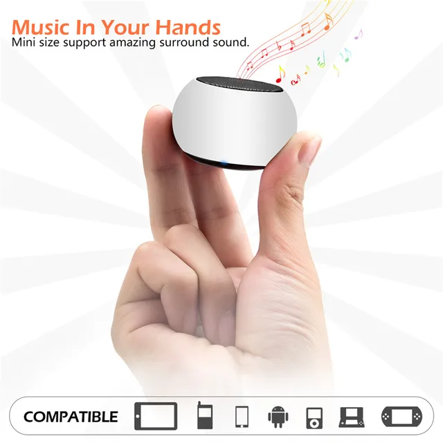 LERBYEE Bluetooth Min Speaker BM3D Subwoofer Hand-free Call Portable Speaker Bass Stereo Music Player Black for iPhone xiaomi