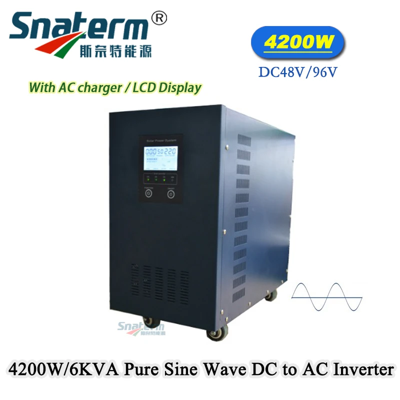 

4.2KW/4200W single phase off grid pure sine wave power inverter 6KVA solar dc to ac power converter with ac charger lcd display
