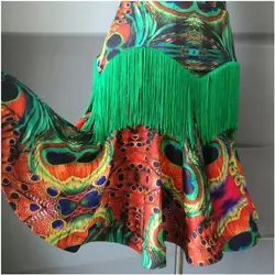 Для женщин взрослых женщин Латинской платье для латино-американских танцев перо феникса цветок рыбья кость латинская юбка для танцев BY89