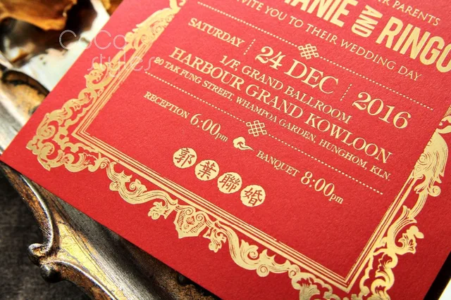 cocostyles bespoke elegant gold foiling wedding invitation card grand invitation card design