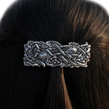 

North Vikings Wolf Large Barrette French Hair Clip 2.15 Ounces F-15