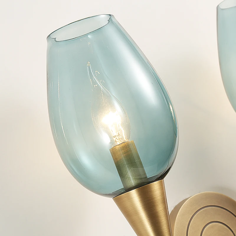 Скандинавский современный полный медный креативный синий стеклянный настенный светильник фойе столовая кабинет настенный светильник вилла роскошное украшение лампа