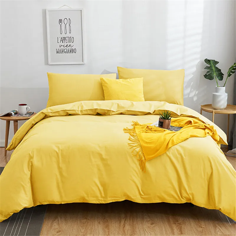 3 4 Pcs Brief Style Bed Set Duvet Cover Bed Sheet Pillowcase Solid