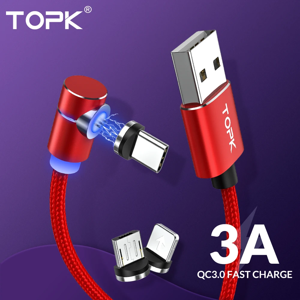

TOPK LED Magnetic USB Cable for iPhone X 7 Fast Charging Charger USB Type C Cable & Micro USB Cable 3A for Samsung Xiaomi Huawei