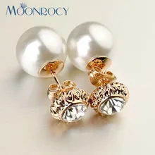 MOONROCY Прямая хрустальные серьги циркония мода оптом розовое золото цвет имитация жемчуга Серьги для женщин подарок