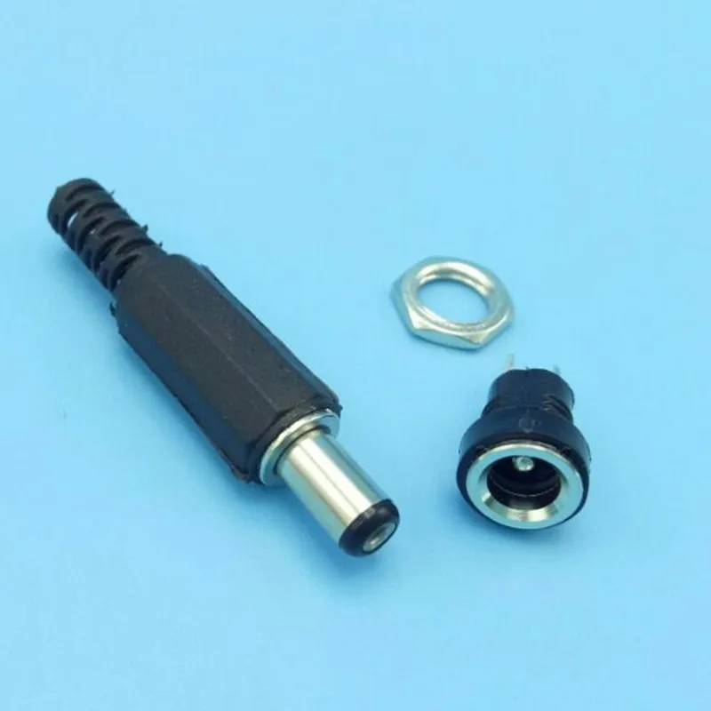 

2.1x5.5mm DC Power Female Plug Jack 5pcs + Male Plug Jack Connector Socket Adapter 5pcs