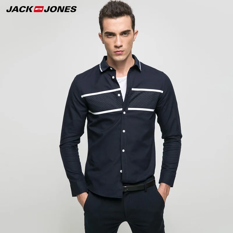 Jack Jones Новинка мужская футболка хлопок ткань тянучка прямой фасон модная майка мужская 217105505