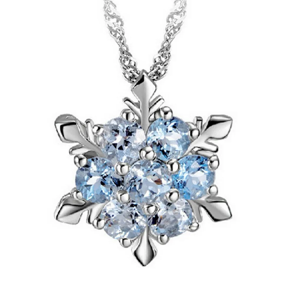 

Charming Jewelry 2 Colors Drop Shipping Natural Temperament Zircon Snowflake Shaped Pendant Necklace