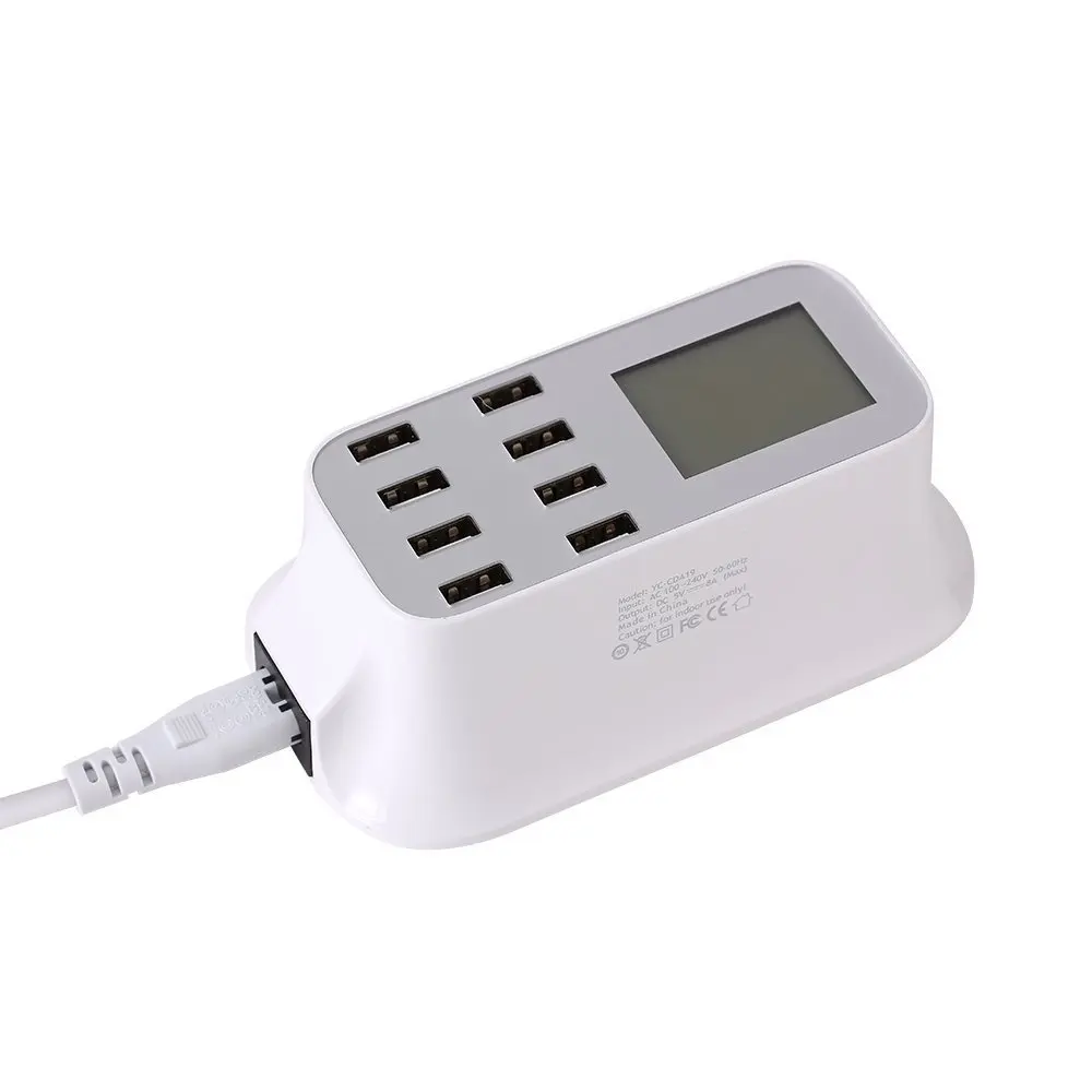 8 Port USB Charger 40W LCD Display Voltage Monitor Smart