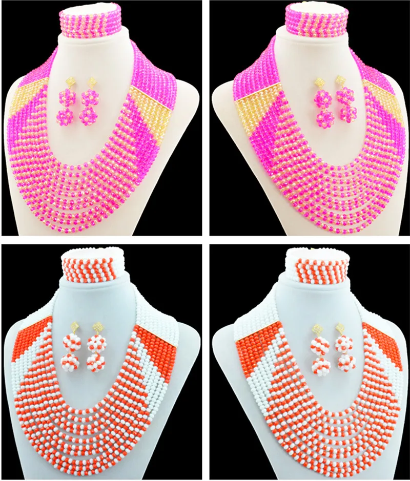 

Free Shipping,Fashion Trendy nigerian wedding African Beads Jewelry Sets Crystal Necklace Set Party Wedding Dubai Jewelry Set