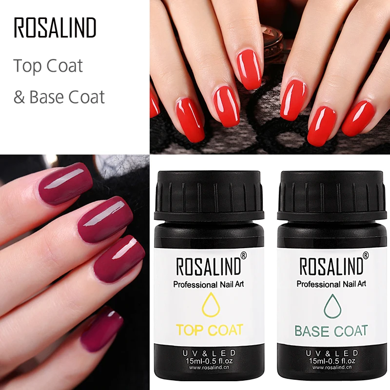 ROSALIND 15ML Base Top Coat Gel Nail Polish for Painting Semi Permanent Lacquer UV Soak off Primer LED | Красота и здоровье