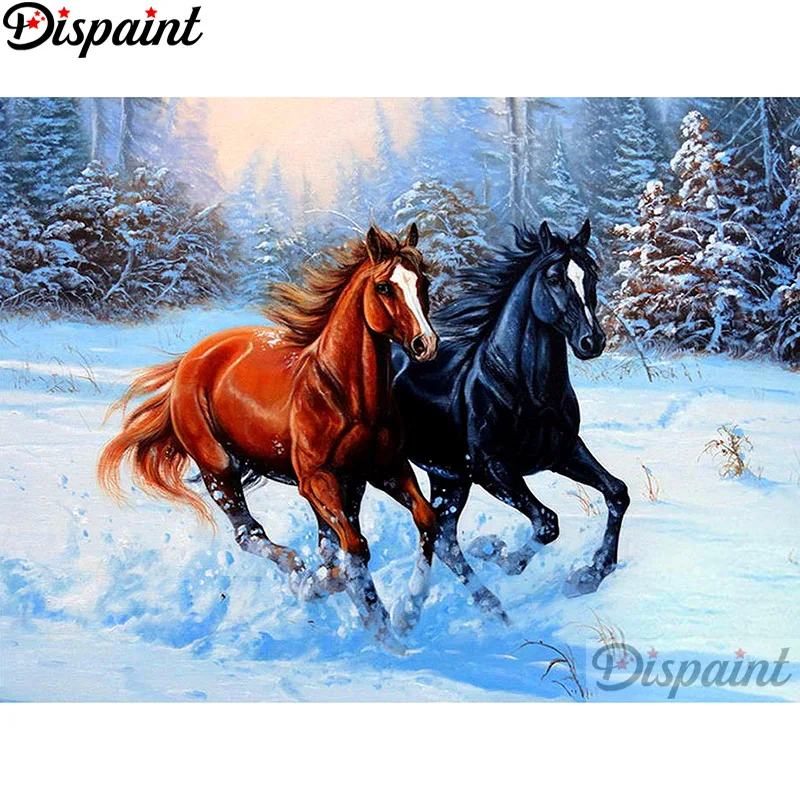 

Dispaint Full Square/Round Drill 5D DIY Diamond Painting "Animal horse scenery" Embroidery Cross Stitch 5D Home Decor A10973