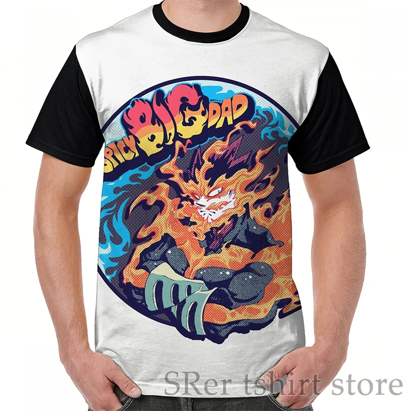 

Funny print men t shirt women Tops tee Endeavor Enji Todoroki SPICY BIG DAD Graphic T-Shirt O-neck Short Sleeve tshirts