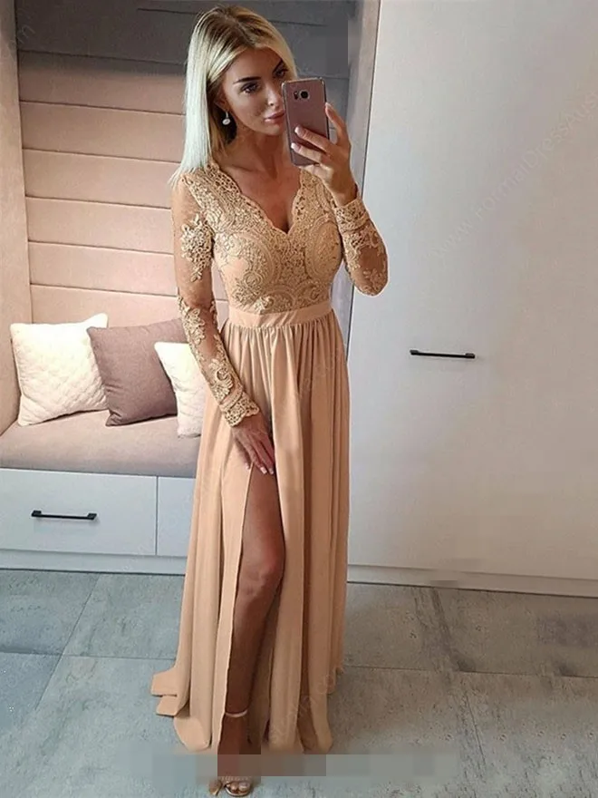 Vestido-de-Festa-A-Line-Lace-Chiffon-Prom-Dresses-High-Split-Sexy-Dress-Prom-Floor-Length (3)