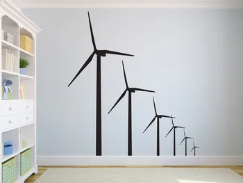 

Pure Color Wall Art Stickers Windmills Wind Turbine Renewable Energy Vinyl Wall Decal Removalbe Home Decor Living Room ZA245