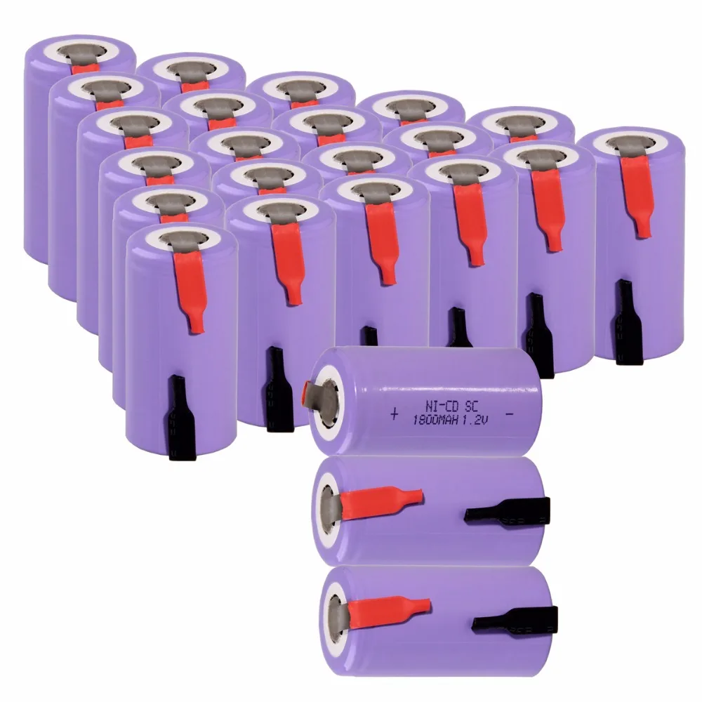 

24 pcs SC 1800mah 1.2v battery NICD rechargeable batterie 4.25cm*2.2cm for electric screwdriver accumulator for electric drills