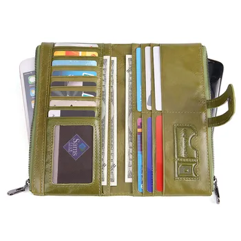 

Nesitu Long Green Brown Coffee Red Black Blue Genuine Leather Men's Wallets Real Skin Women Purses Femal Male Clutch Bags M2072