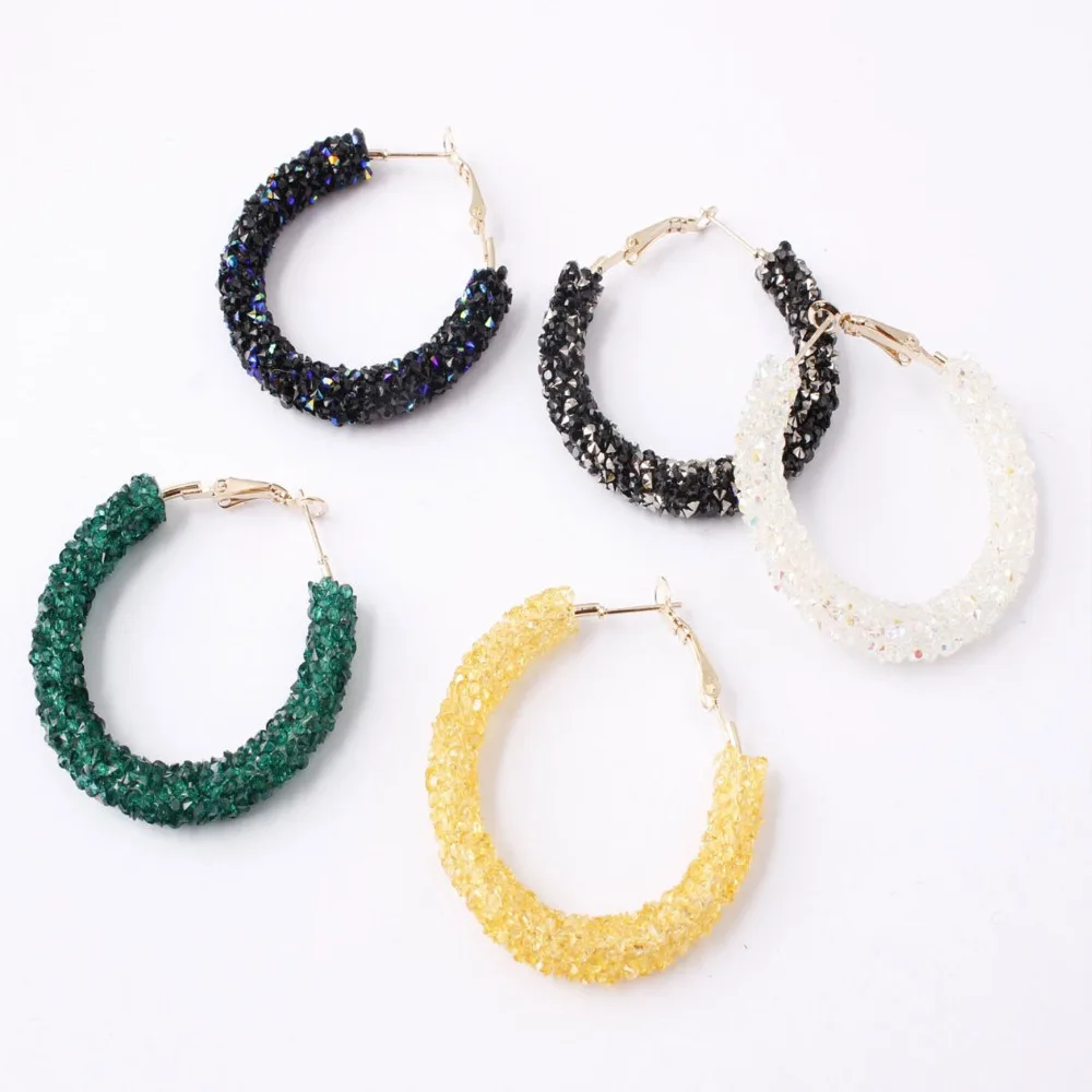 

2019 New Geometric Earrings Round Austrian Crystal Rhinestones Big Earrings Fashion Hot Jewelry Earrings Female Accessories
