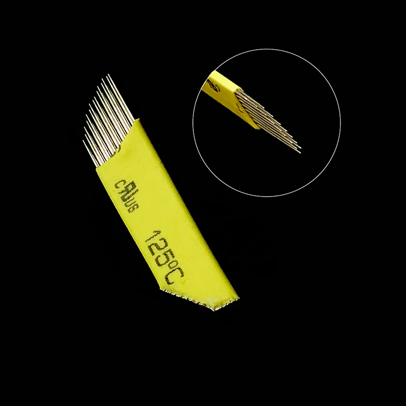 

100 Pcs 2 Row 15 pins Permanent Makeup Eyebrow Tatoo Blade Microblading Needles For 3D Embroidery Manual Tattoo Pen