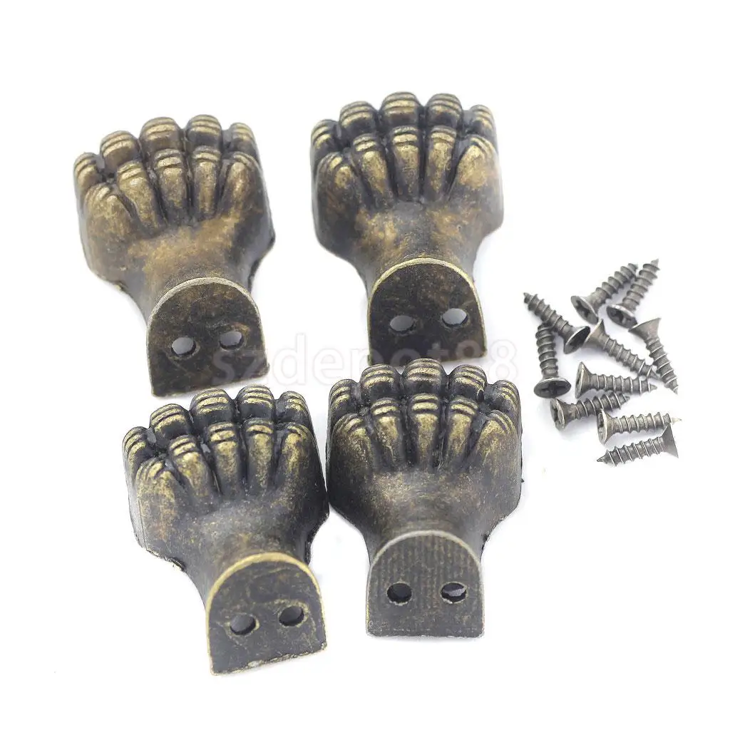 Set of 4 Box Feet Furniture Corner Foot Decoration Protector Antique Bronze