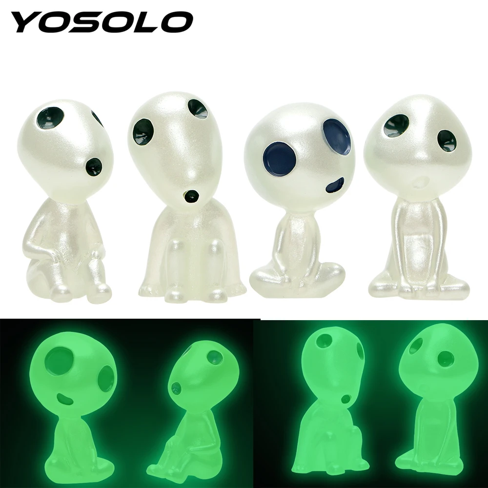 

YOSOLO Mini Alien Dolls Cartoon Resin Luminous Car Ornament Auto Decoration Car-styling Interior Accessories