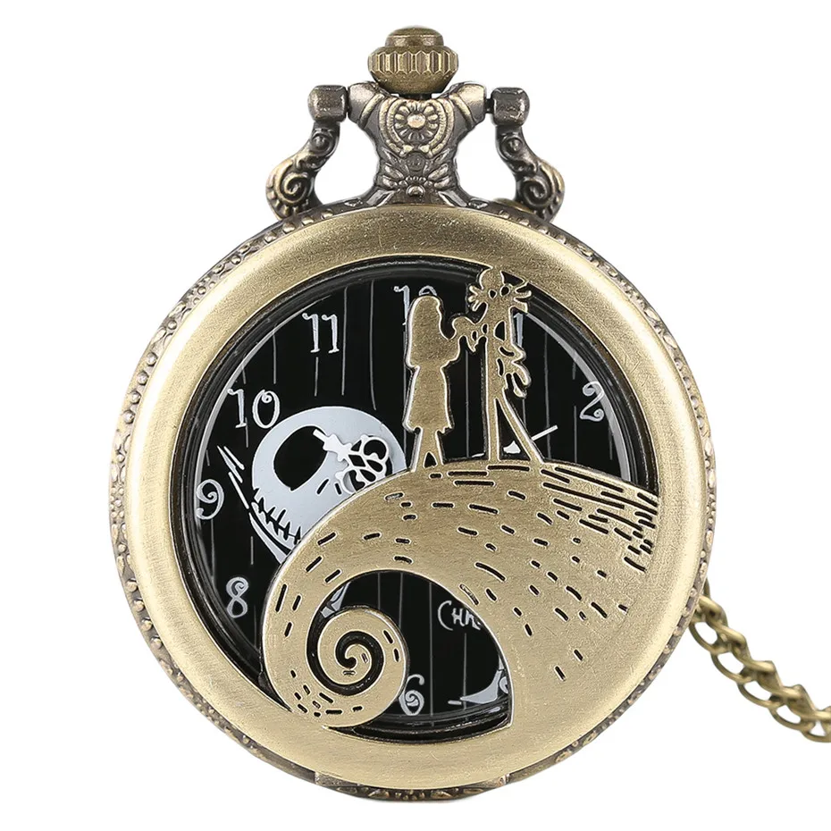 Male Female Pocket Watch The Nightmare Before Christmas Jack Pendant Wacky Necklace Chain Kids Child Gifts jack skellington