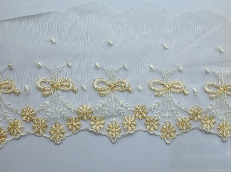 

10 yard/lot width 4.72" 12cm gold vintage organza embroidery lace trim ribbon sL4K123