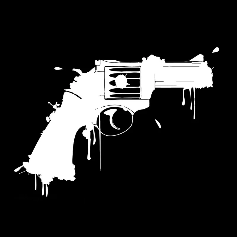 17.3cm*12.6cm Revolver Gun Weapon Car-Styling Vinyl Car Sticker Black/Silver S3-6231 17.3cm*12.6cm Revolver Gun Weapon Car-Styling Vinyl Car Sticker Black/Silver S3-6231